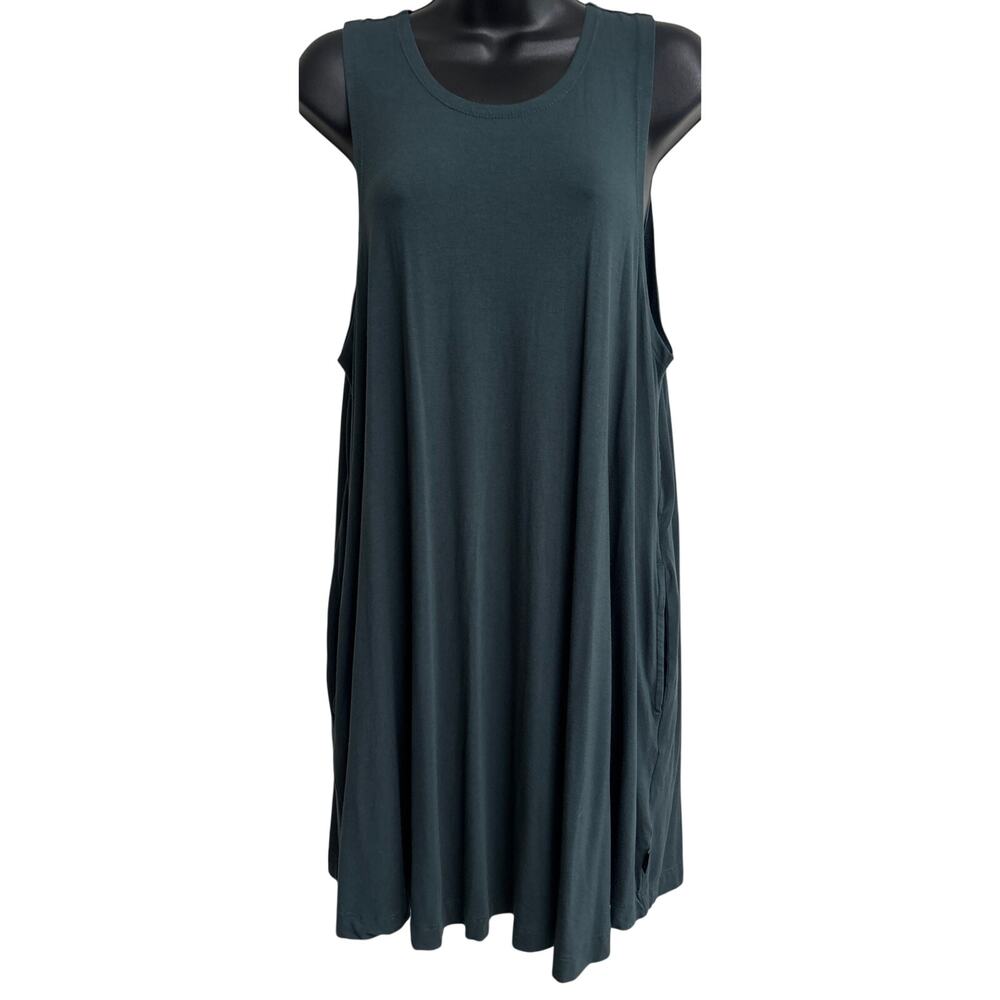 RVCA Dark Green Sleeveless Swing Dress Pockets Stretch Casual Womens Medium